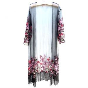 🌸 Embroidered Mesh Cover-Up w/ Fringe 🌸